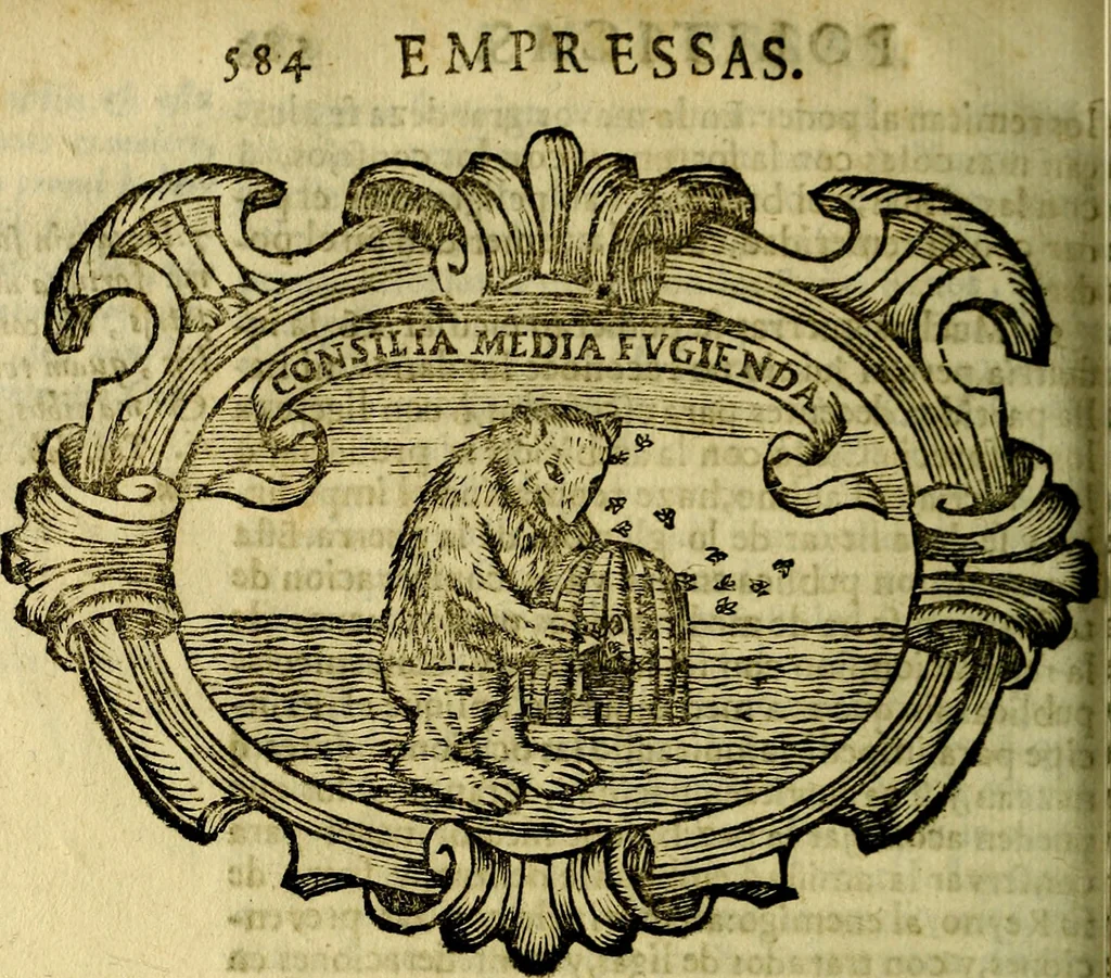 An illustration from Idea de vn principe politico christiano : representada en cien empressas. Va enmendada en esta sexta impression de todos los yerros que avia en las otras ..., 1675, leaf 599