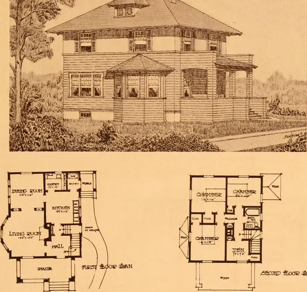 An illustration from Ideal homes / by W. F. Barlow, Jr., 1913, leaf 14
