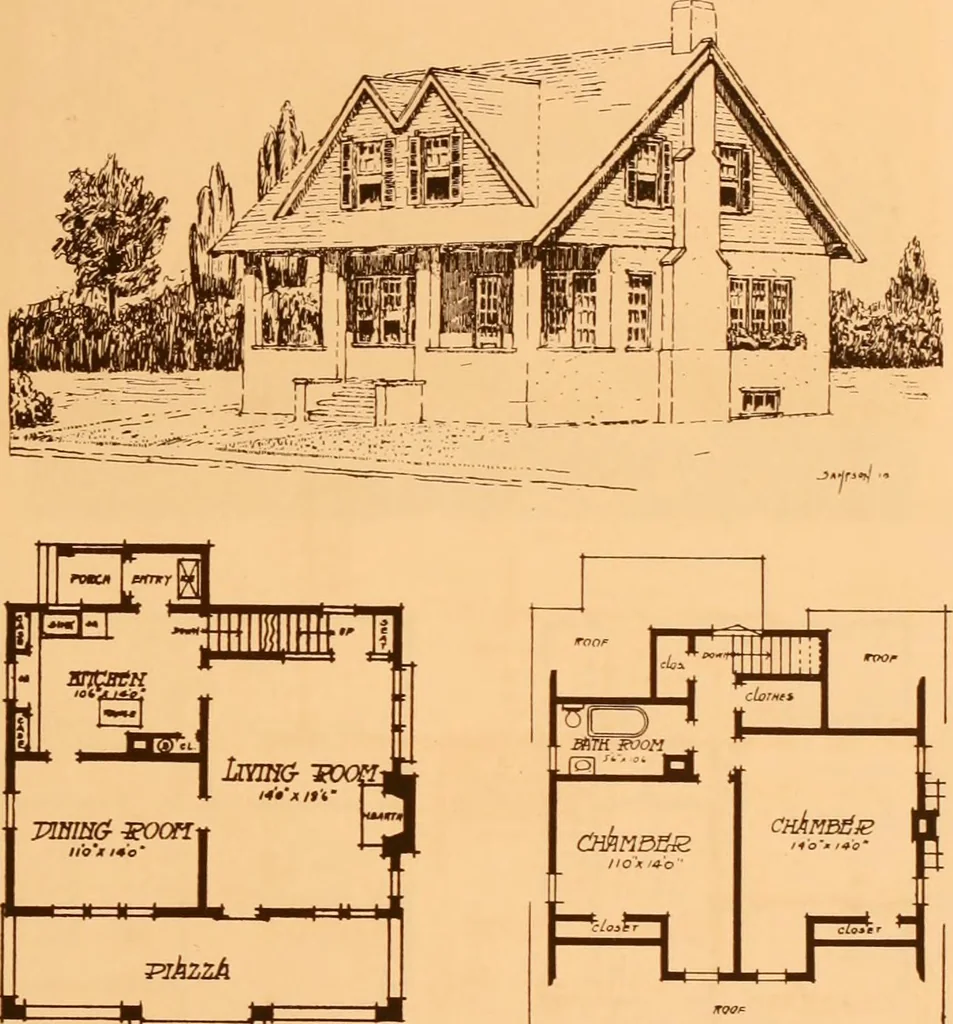 An illustration from Ideal homes / by W. F. Barlow, Jr., 1913, leaf 16