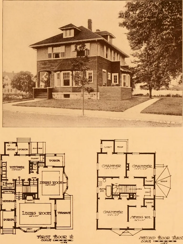 An illustration from Ideal homes / by W. F. Barlow, Jr., 1913, leaf 28