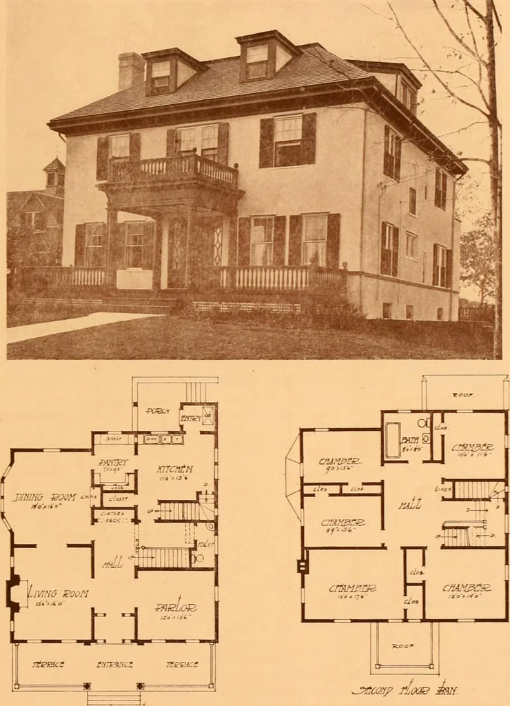 An illustration from Ideal homes / by W. F. Barlow, Jr., 1913, leaf 62