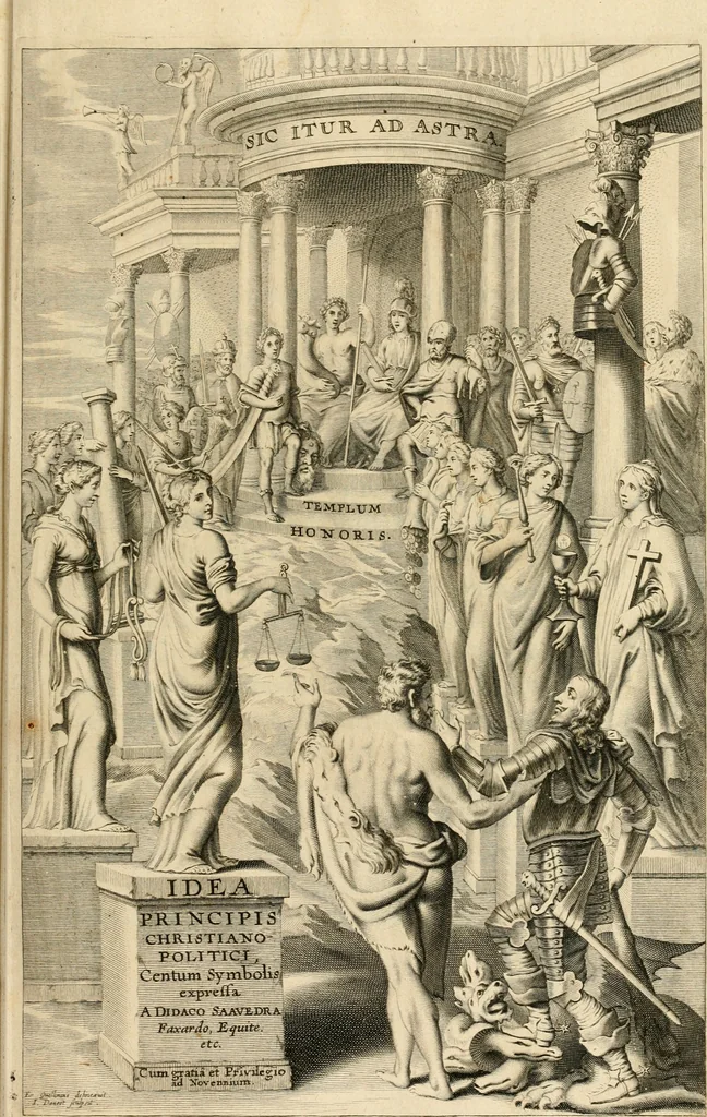 An illustration from Idea principis christiano-politici, centum symbolis expressa, 1649, leaf 6