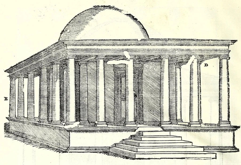 An illustration from I dieci libri d'architettvra, 1660, leaf 26