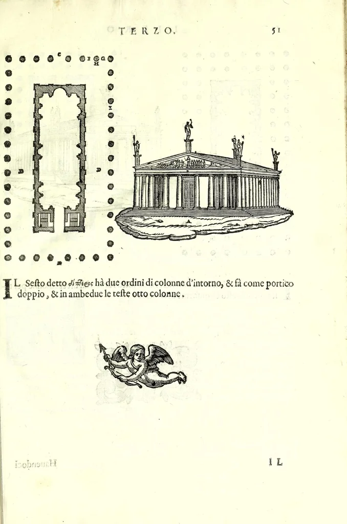An illustration from I dieci libri d'architettvra, 1660, leaf 69