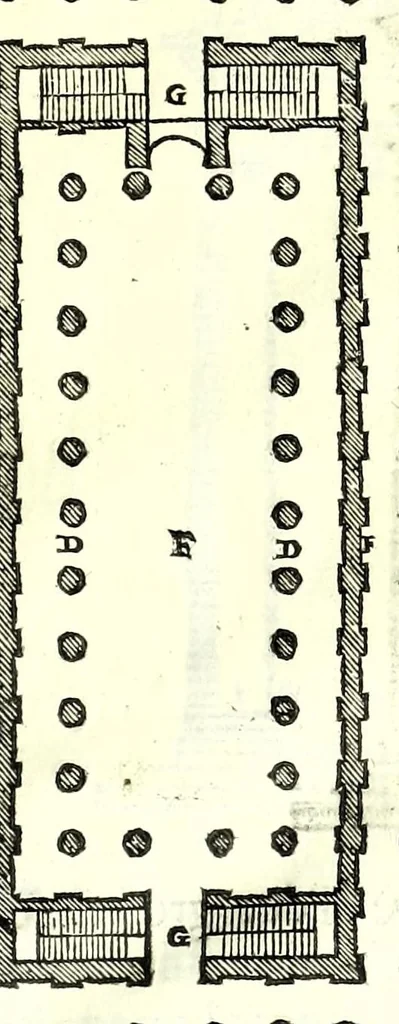 An illustration from I dieci libri d'architettvra, 1660, leaf 71