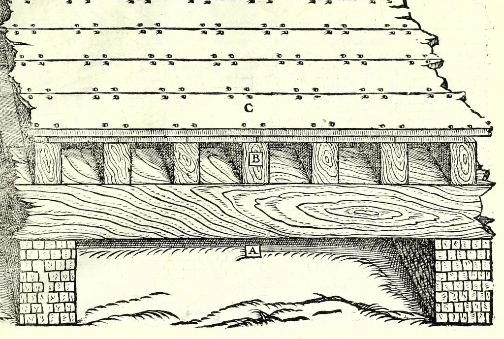 An illustration from I dieci libri d'architettvra, 1660, leaf 91