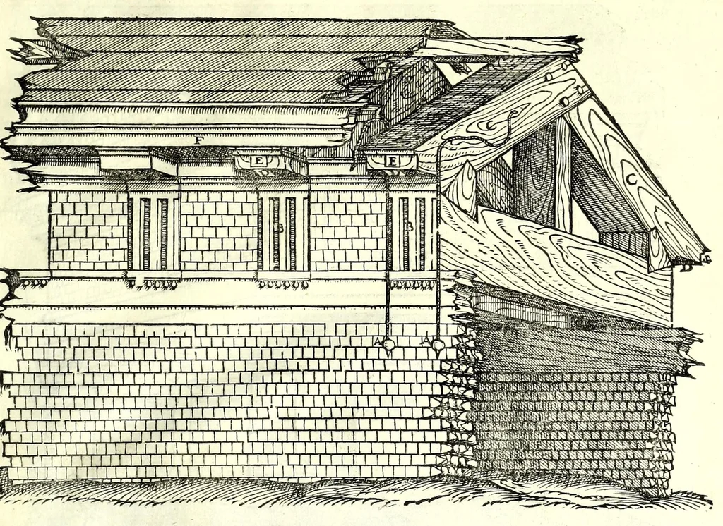 An illustration from I dieci libri d'architettvra, 1660, leaf 93