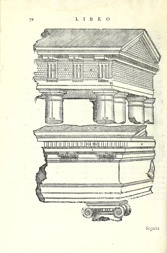 An illustration from I dieci libri d'architettvra, 1660, leaf 94