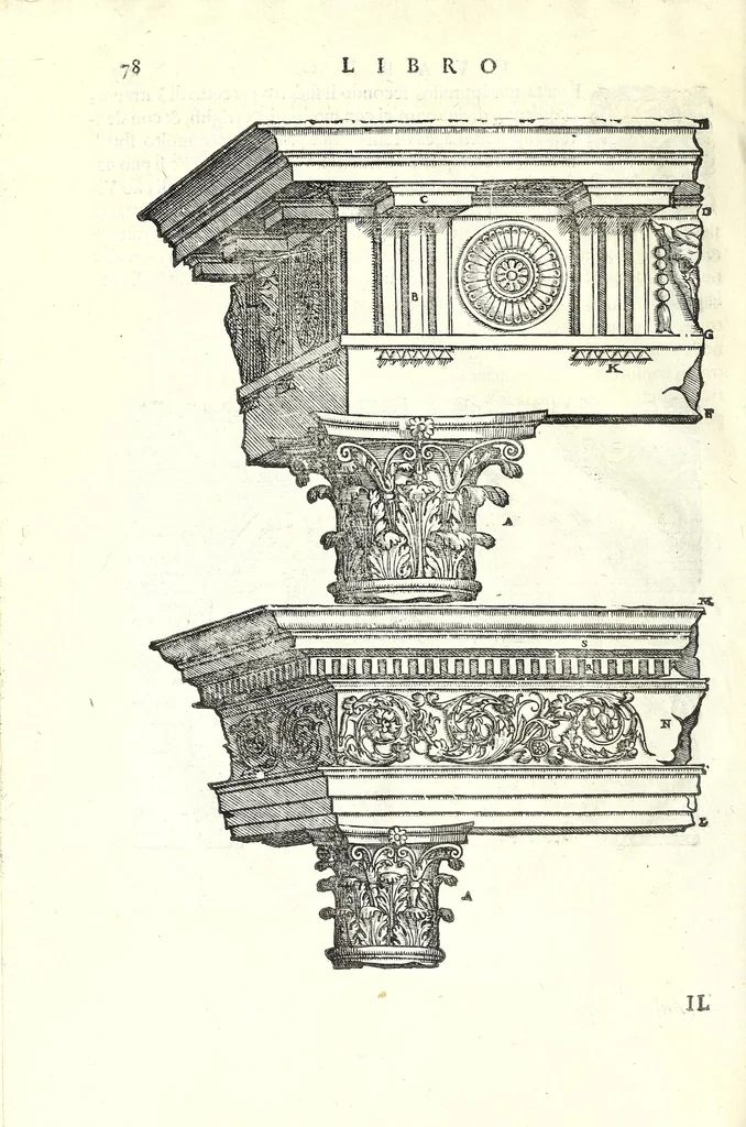 An illustration from I dieci libri d'architettvra, 1660, leaf 96