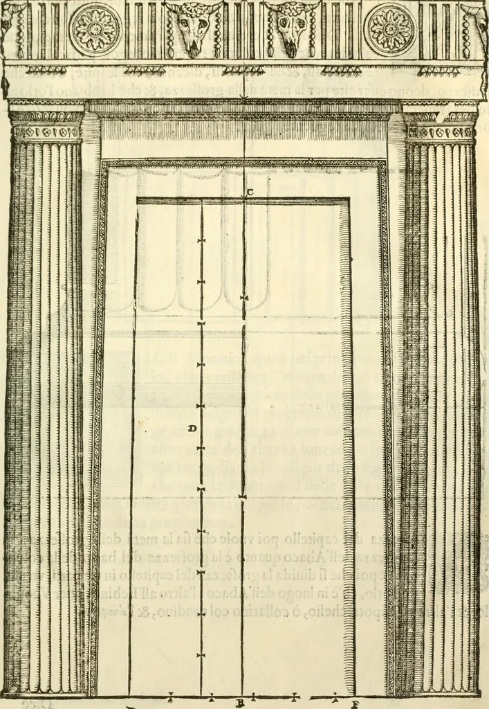 An illustration from I dieci libri d'architettvra, 1660, leaf 102