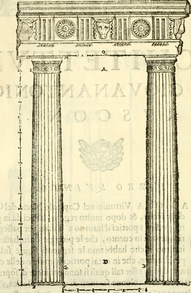 An illustration from I dieci libri d'architettvra, 1660, leaf 107