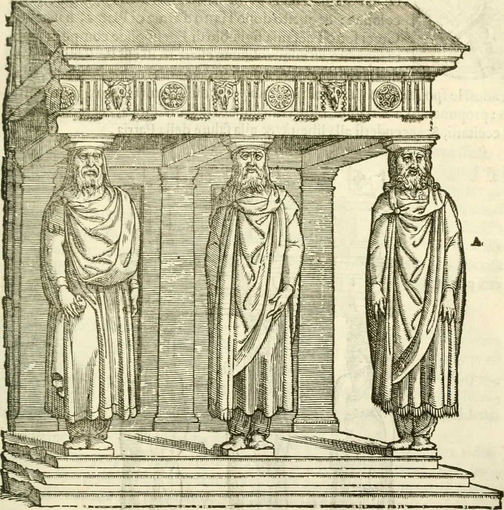 An illustration from I dieci libri d'architettvra, 1660, leaf 18