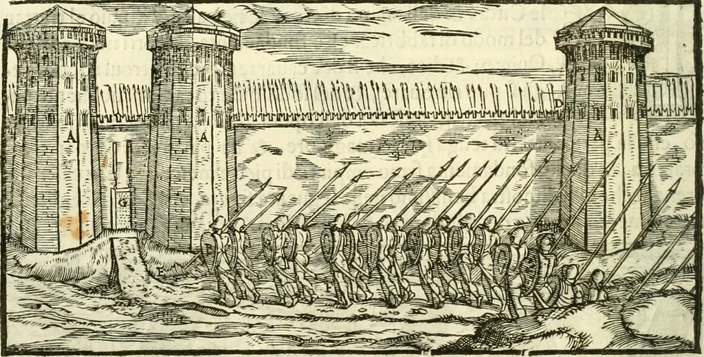 An illustration from I dieci libri d'architettvra, 1660, leaf 25