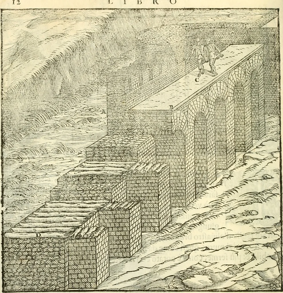An illustration from I dieci libri d'architettvra, 1660, leaf 27