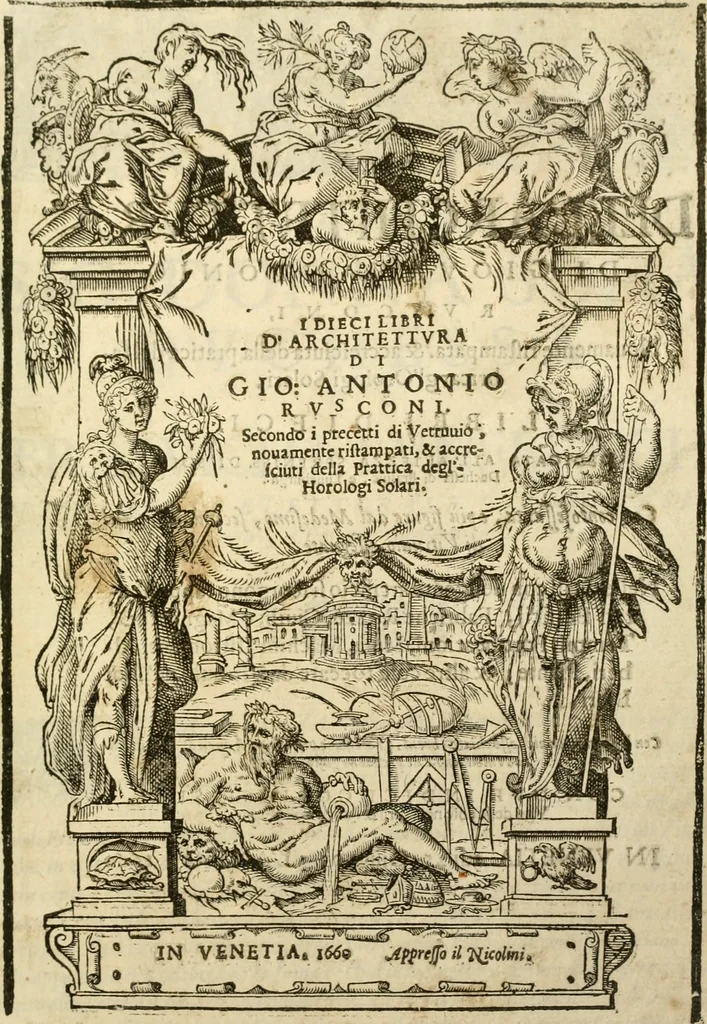 An illustration from I dieci libri d'architettvra, 1660, leaf 4