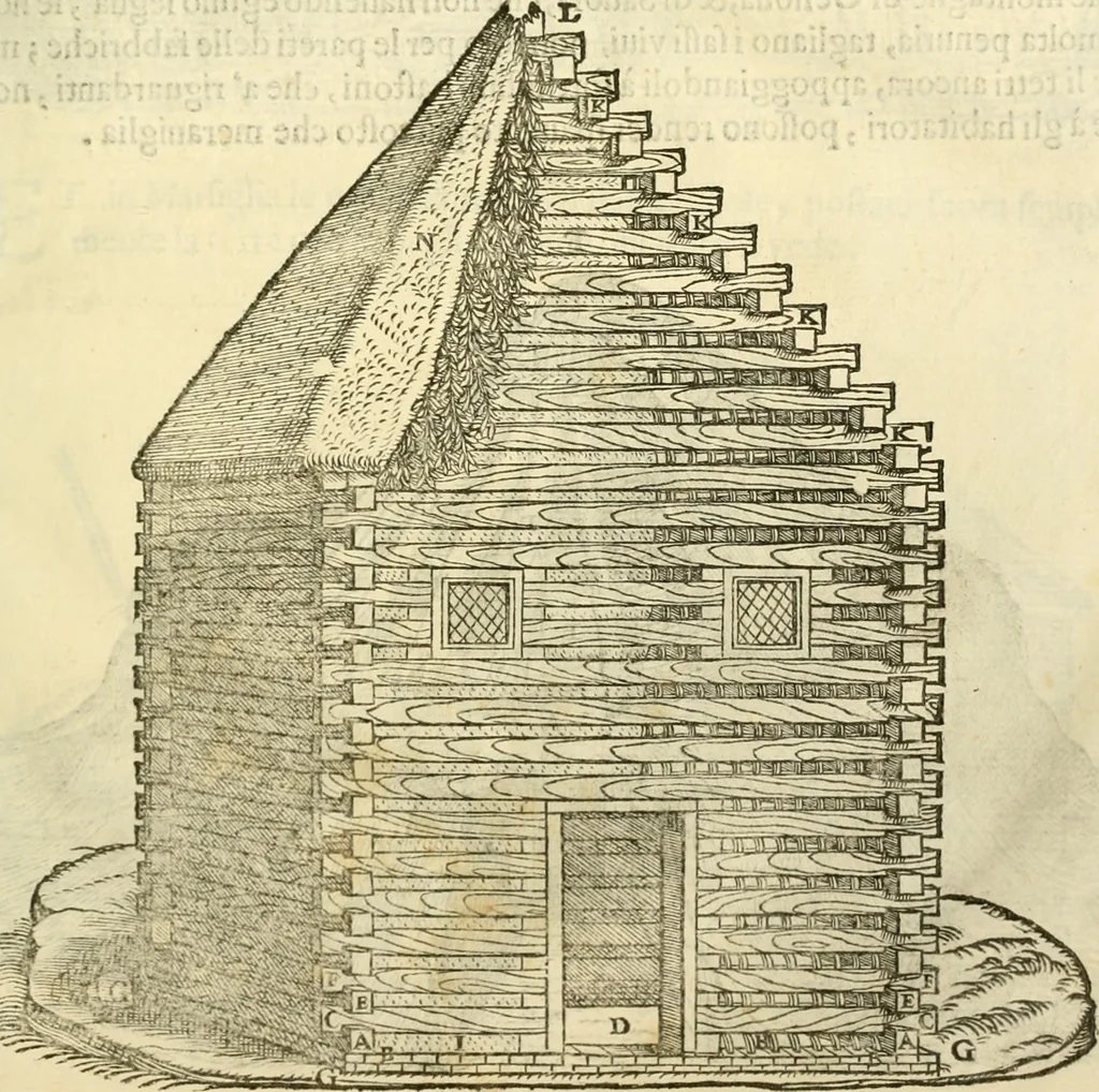 An illustration from I dieci libri d'architettvra, 1660, leaf 42
