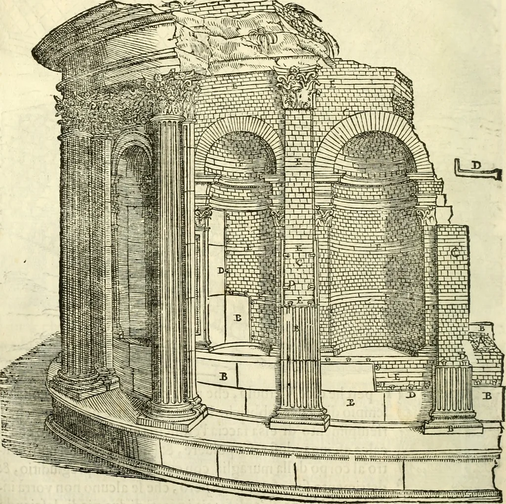 An illustration from I dieci libri d'architettvra, 1660, leaf 51