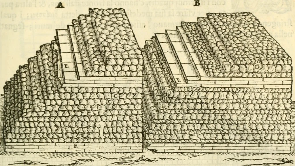 An illustration from I dieci libri d'architettvra, 1660, leaf 52
