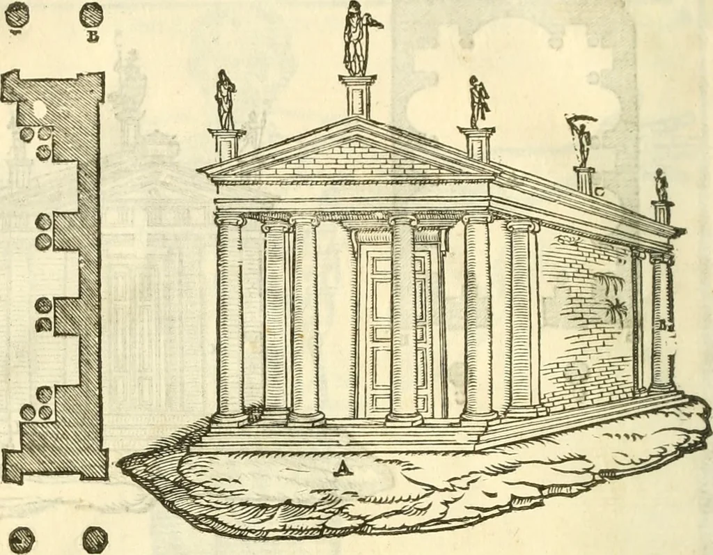 An illustration from I dieci libri d'architettvra, 1660, leaf 65
