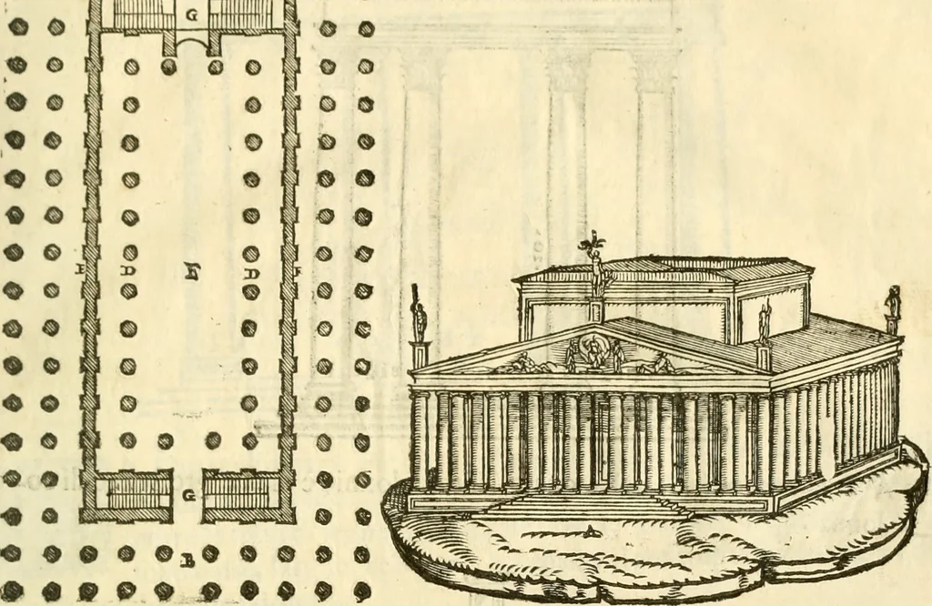 An illustration from I dieci libri d'architettvra, 1660, leaf 68