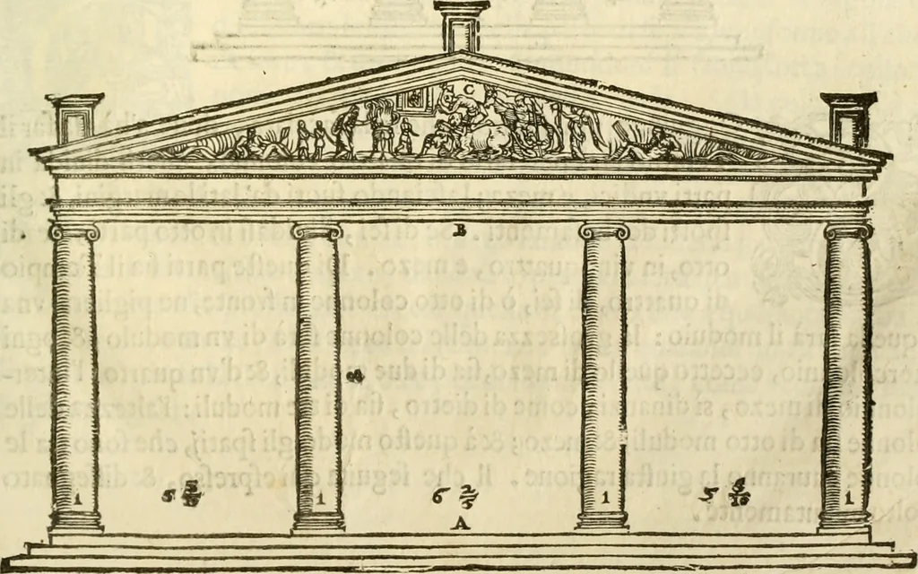 An illustration from I dieci libri d'architettvra, 1660, leaf 70