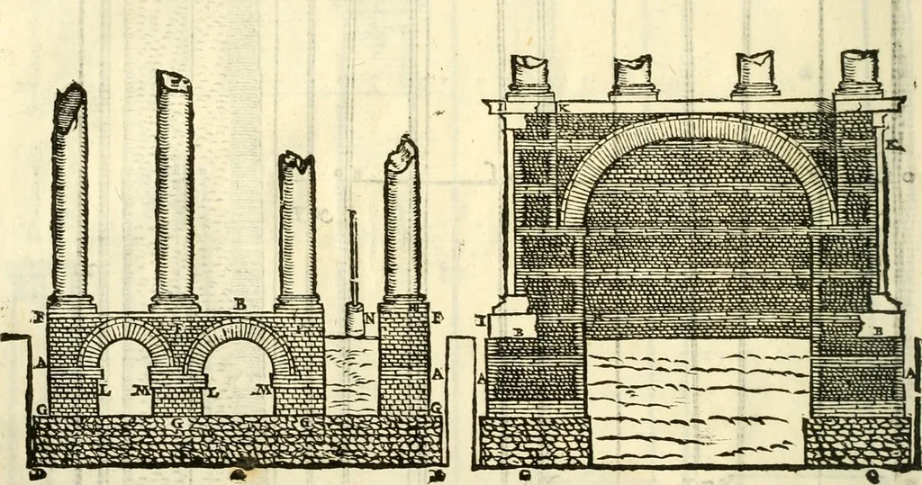 An illustration from I dieci libri d'architettvra, 1660, leaf 75