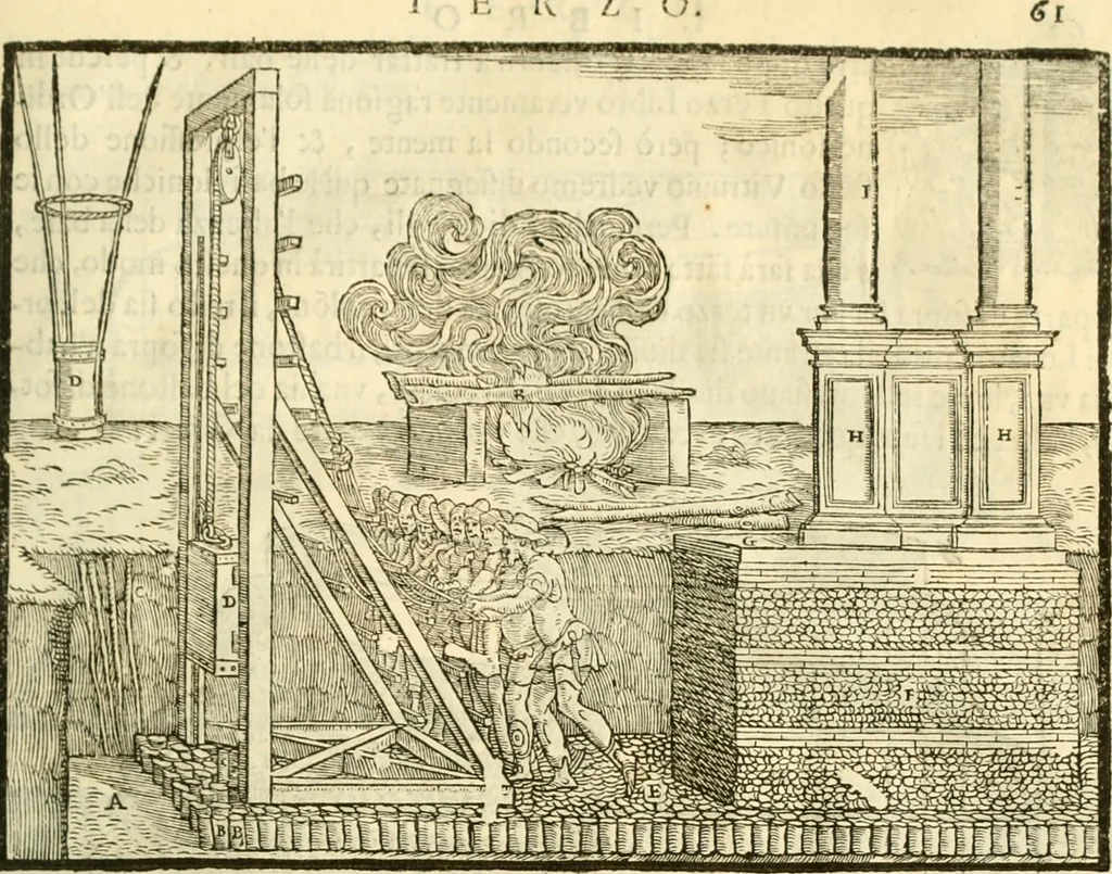 An illustration from I dieci libri d'architettvra, 1660, leaf 76