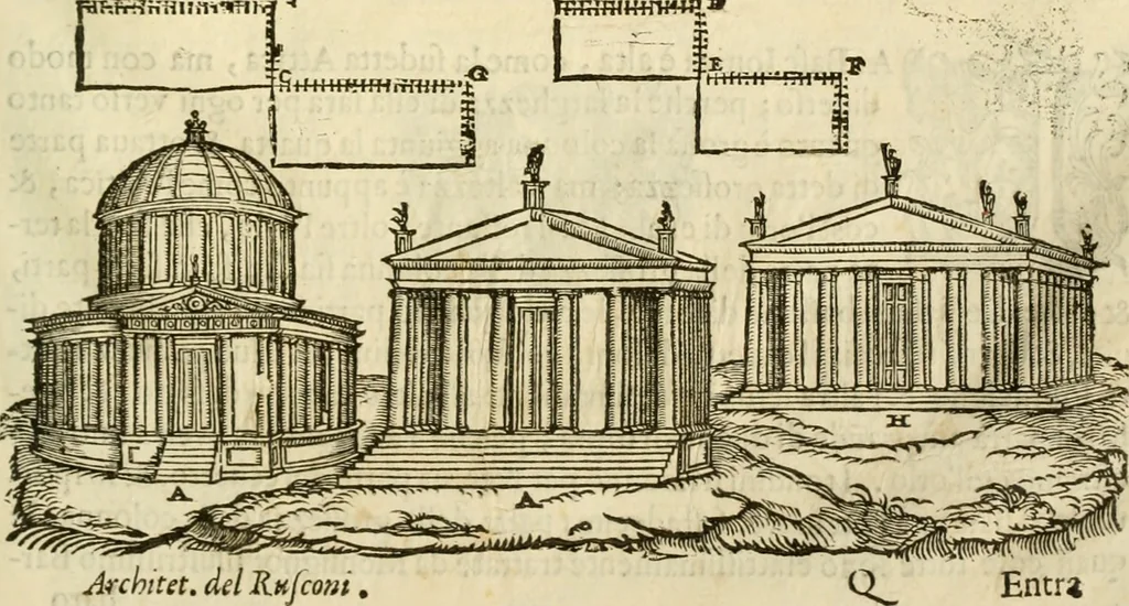 An illustration from I dieci libri d'architettvra, 1660, leaf 76
