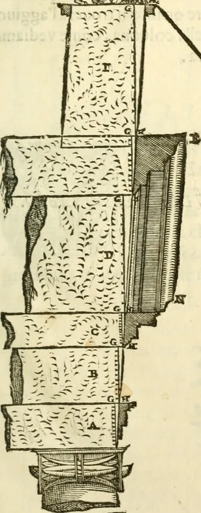 An illustration from I dieci libri d'architettvra, 1660, leaf 80