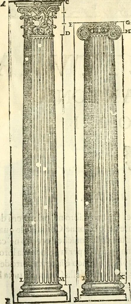 An illustration from I dieci libri d'architettvra, 1660, leaf 83