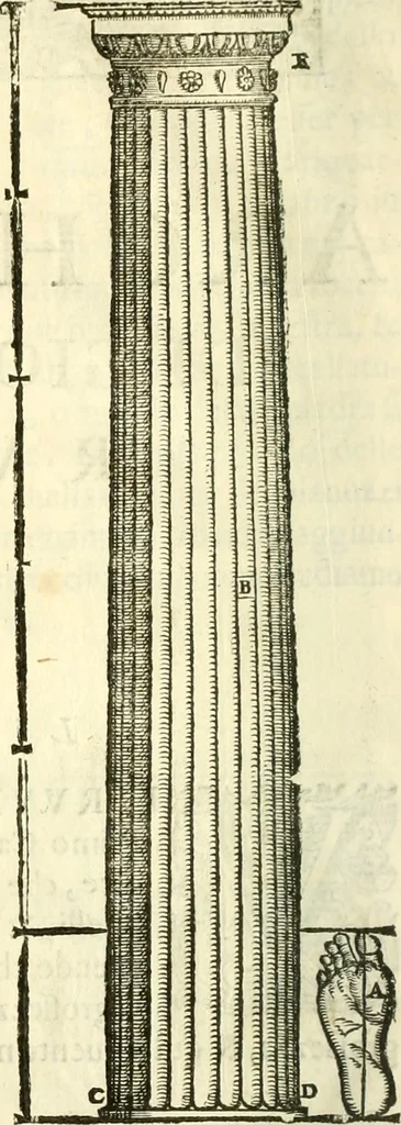 An illustration from I dieci libri d'architettvra, 1660, leaf 83
