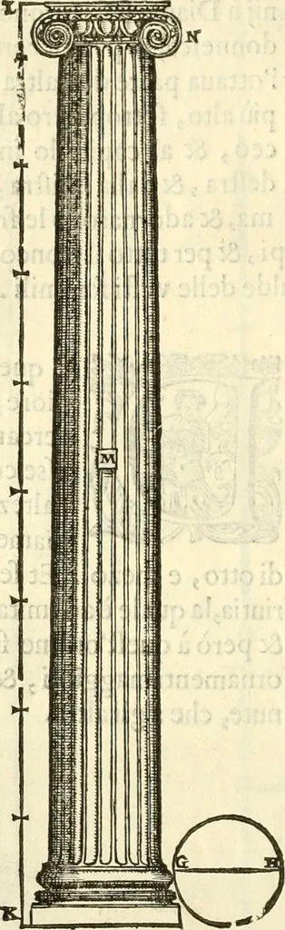 An illustration from I dieci libri d'architettvra, 1660, leaf 85