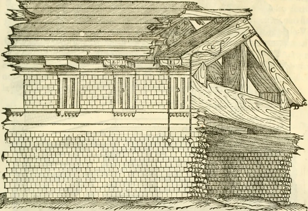 An illustration from I dieci libri d'architettvra, 1660, leaf 90