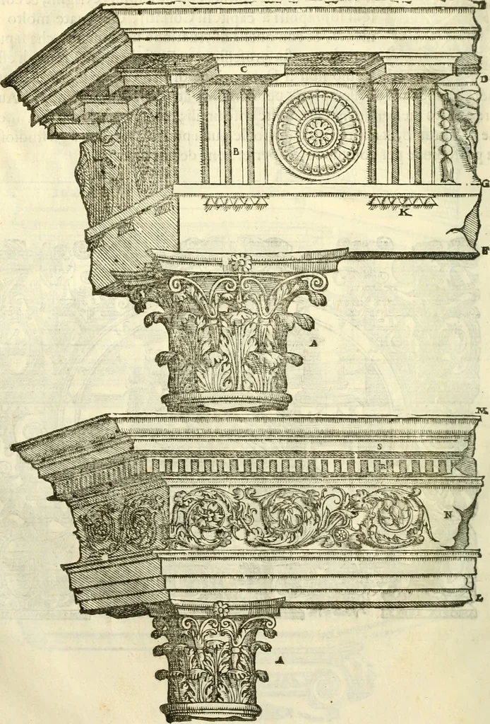 An illustration from I dieci libri d'architettvra, 1660, leaf 93