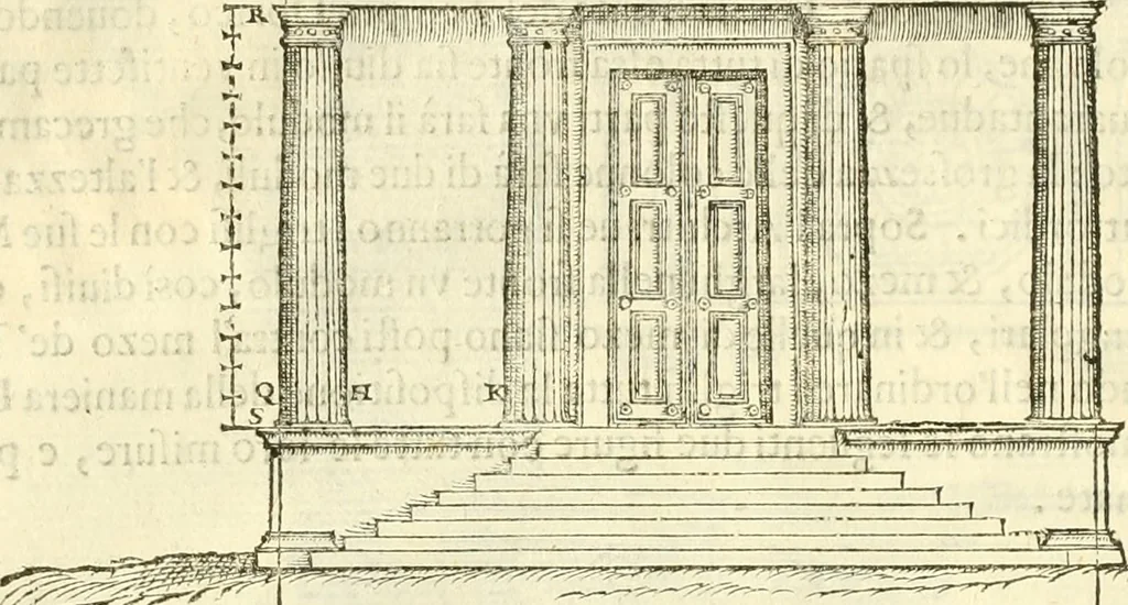 An illustration from I dieci libri d'architettvra, 1660, leaf 95