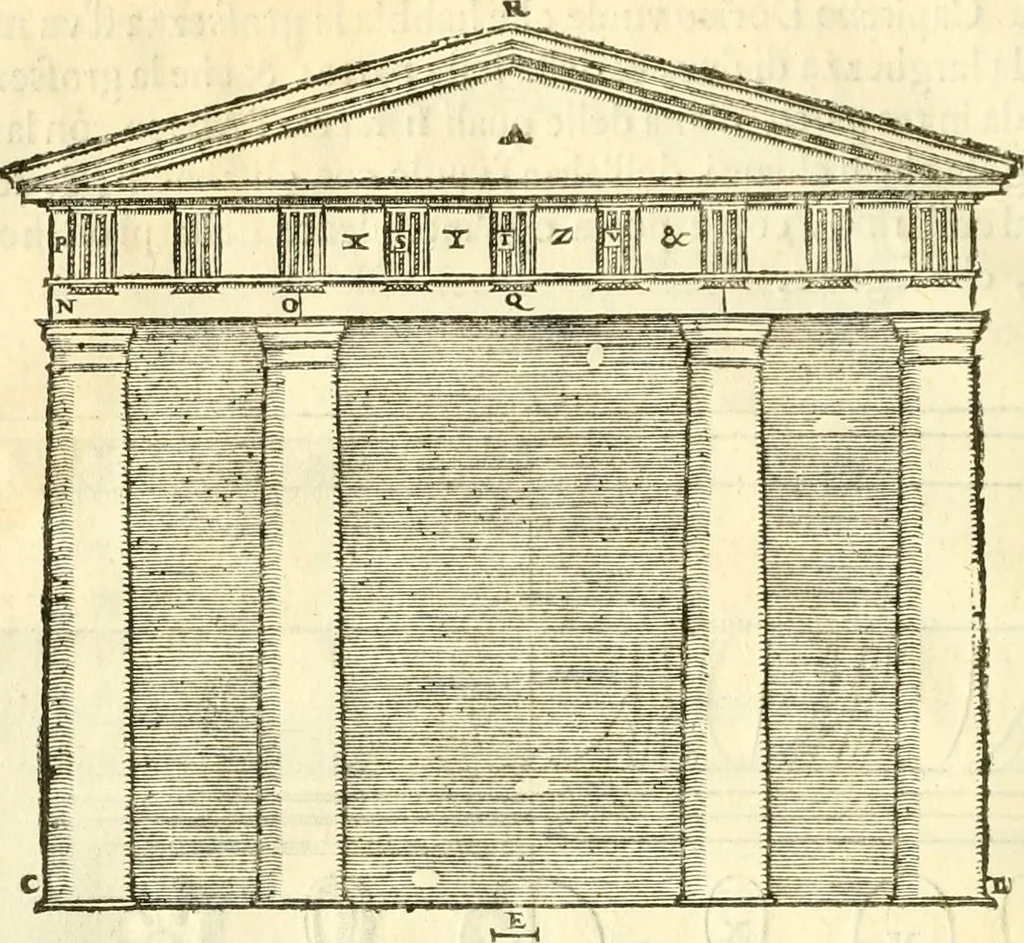 An illustration from I dieci libri d'architettvra, 1660, leaf 97