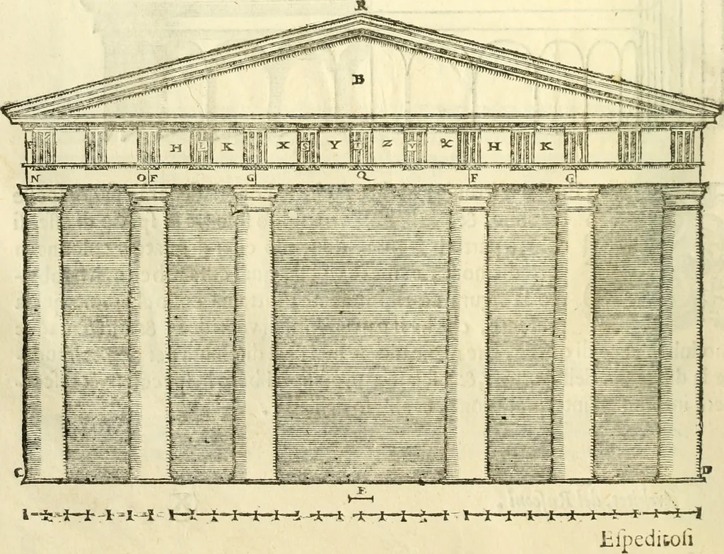 An illustration from I dieci libri d'architettvra, 1660, leaf 97