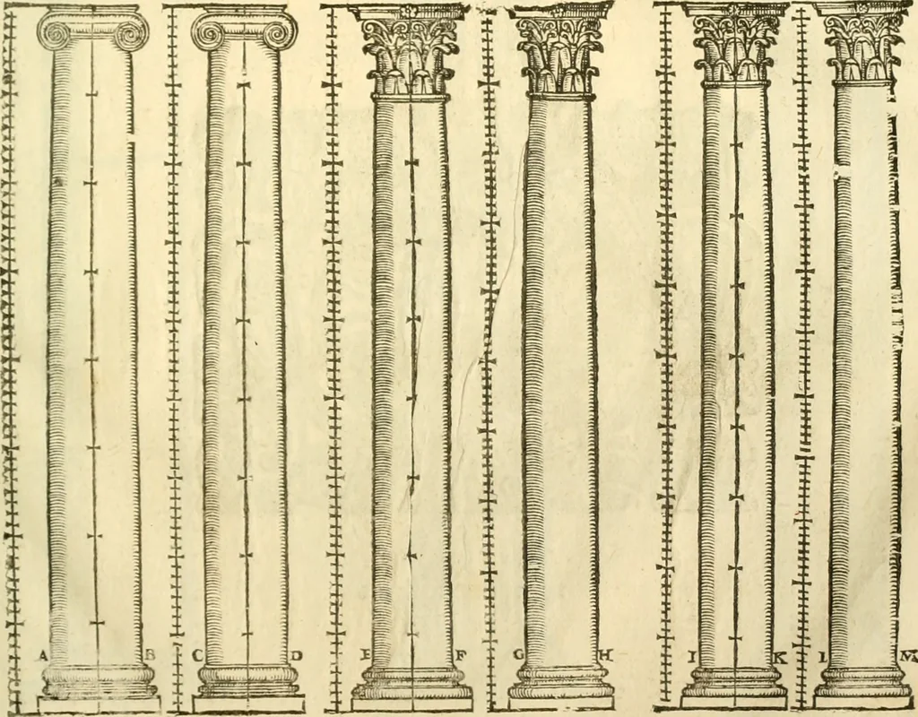 An illustration from I dieci libri d'architettvra, 1660, leaf 98
