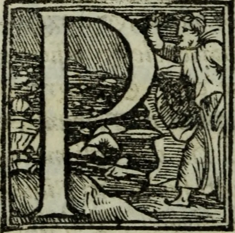 An illustration from I dilettevoli : sermoni, altrimenti satire, e le morali epistole di Horatio, illustre poeta lirico, insieme con la poetica, 1559, leaf 13