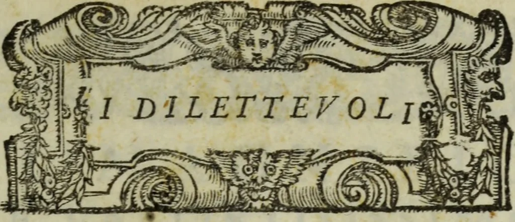 An illustration from I dilettevoli : sermoni, altrimenti satire, e le morali epistole di Horatio, illustre poeta lirico, insieme con la poetica, 1559, leaf 4