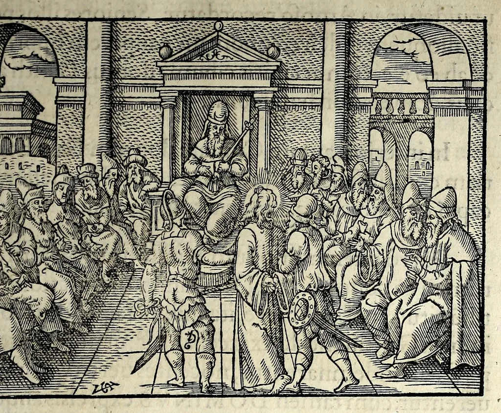 An illustration from Ierusalem, vetustissima illa et celeberrima totius mundi ciuitas : ex sacris literis et approbatis historicis ad unguem descripta : una cum orthodoxis figurae ac ueritatis explicationibus, iuxta scripturarum Veteris ac Noui Testamenti accuratam collationem : ac quaenam huius urbis, templique & omnium aliorum, tam intra quàm extra moenia locorum atque gestorum mystica sit repraesentatio : quid etiam peregrina propria nomina in tota passim histoira commemorata, signifcent at[que] denotent, 1563, leaf 143