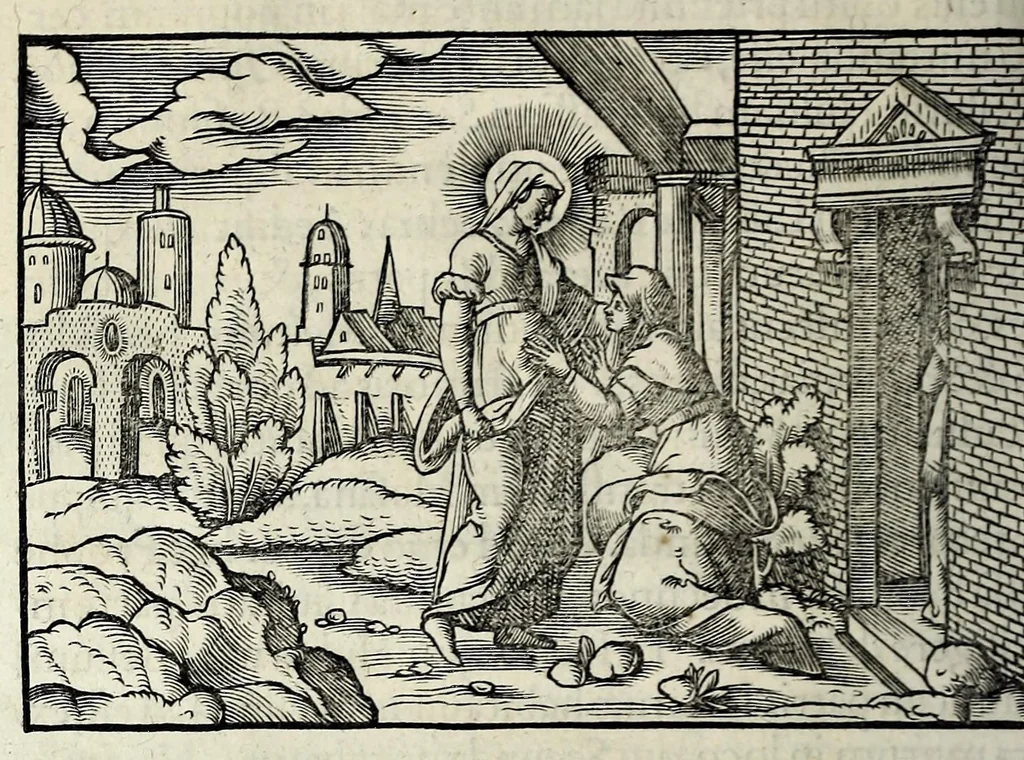 An illustration from Ierusalem, vetustissima illa et celeberrima totius mundi ciuitas : ex sacris literis et approbatis historicis ad unguem descripta : una cum orthodoxis figurae ac ueritatis explicationibus, iuxta scripturarum Veteris ac Noui Testamenti accuratam collationem : ac quaenam huius urbis, templique & omnium aliorum, tam intra quàm extra moenia locorum atque gestorum mystica sit repraesentatio : quid etiam peregrina propria nomina in tota passim histoira commemorata, signifcent at[que] denotent, 1563, leaf 454