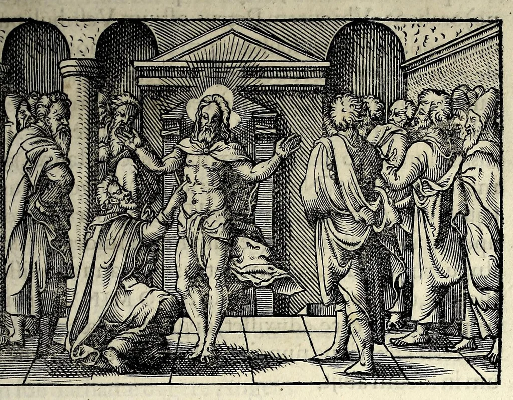 An illustration from Ierusalem, vetustissima illa et celeberrima totius mundi ciuitas : ex sacris literis et approbatis historicis ad unguem descripta : una cum orthodoxis figurae ac ueritatis explicationibus, iuxta scripturarum Veteris ac Noui Testamenti accuratam collationem : ac quaenam huius urbis, templique & omnium aliorum, tam intra quàm extra moenia locorum atque gestorum mystica sit repraesentatio : quid etiam peregrina propria nomina in tota passim histoira commemorata, signifcent at[que] denotent, 1563, leaf 475