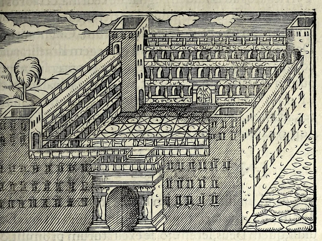 An illustration from Ierusalem, vetustissima illa et celeberrima totius mundi ciuitas : ex sacris literis et approbatis historicis ad unguem descripta : una cum orthodoxis figurae ac ueritatis explicationibus, iuxta scripturarum Veteris ac Noui Testamenti accuratam collationem : ac quaenam huius urbis, templique & omnium aliorum, tam intra quàm extra moenia locorum atque gestorum mystica sit repraesentatio : quid etiam peregrina propria nomina in tota passim histoira commemorata, signifcent at[que] denotent, 1563, leaf 71