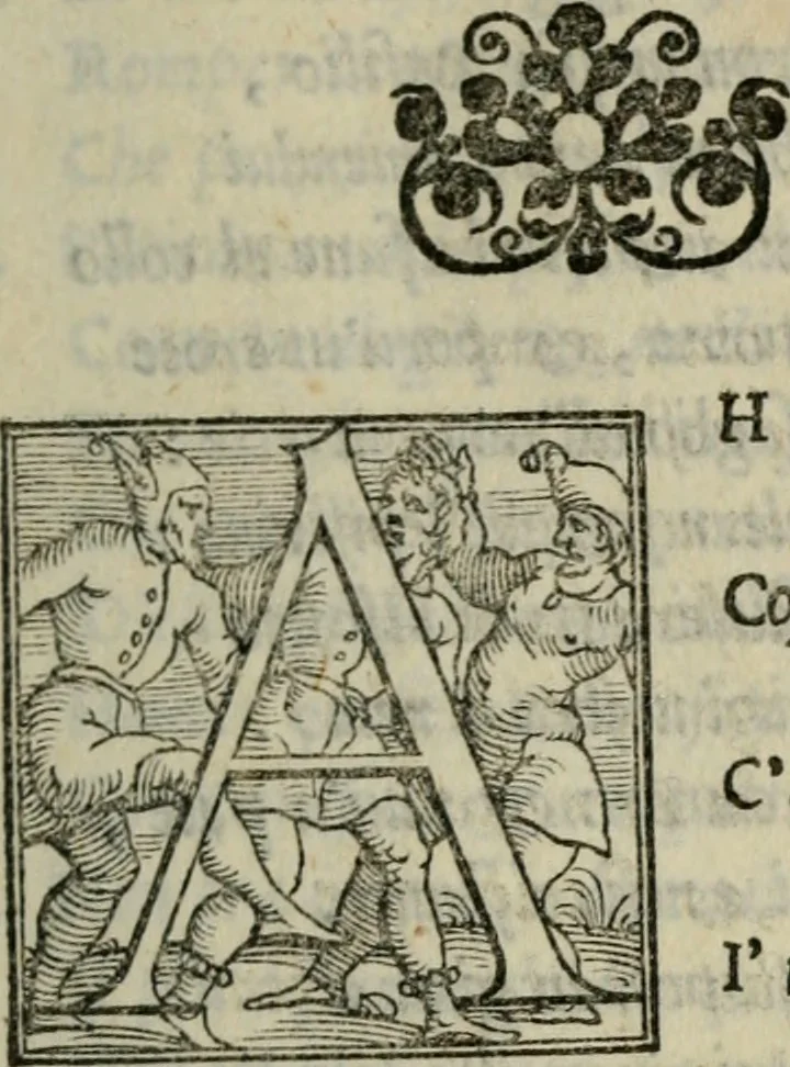 An illustration from I fantasmi : comedia del S. Hercole Bentivoglio, 1547, leaf 14