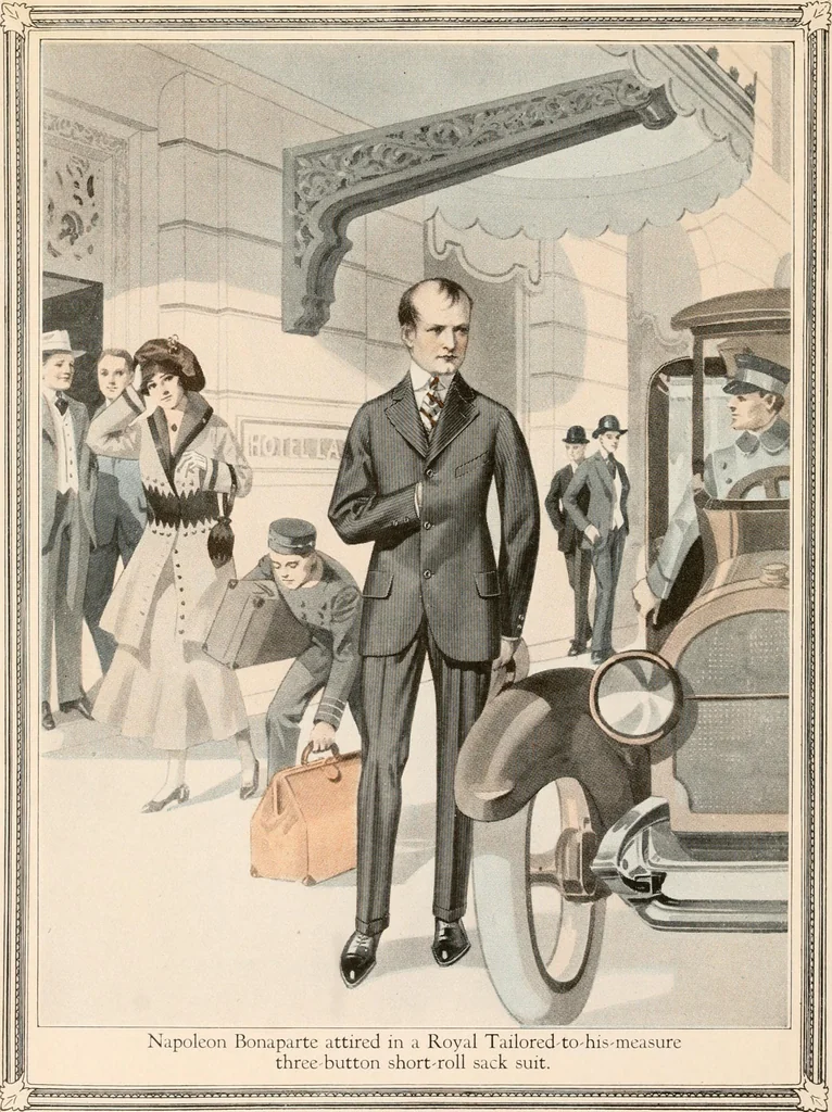 An illustration from If they came back for Easter Sunday : how the famous figures of history would look as Royal Tailored men., 1916, leaf 5