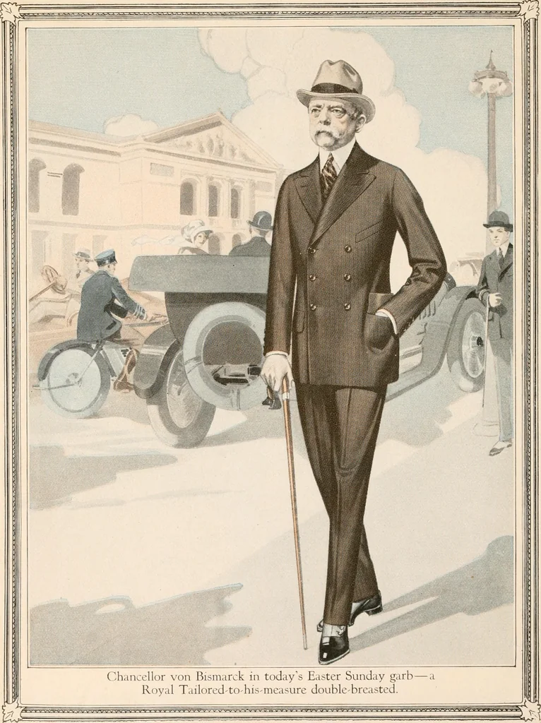 An illustration from If they came back for Easter Sunday : how the famous figures of history would look as Royal Tailored men., 1916, leaf 7