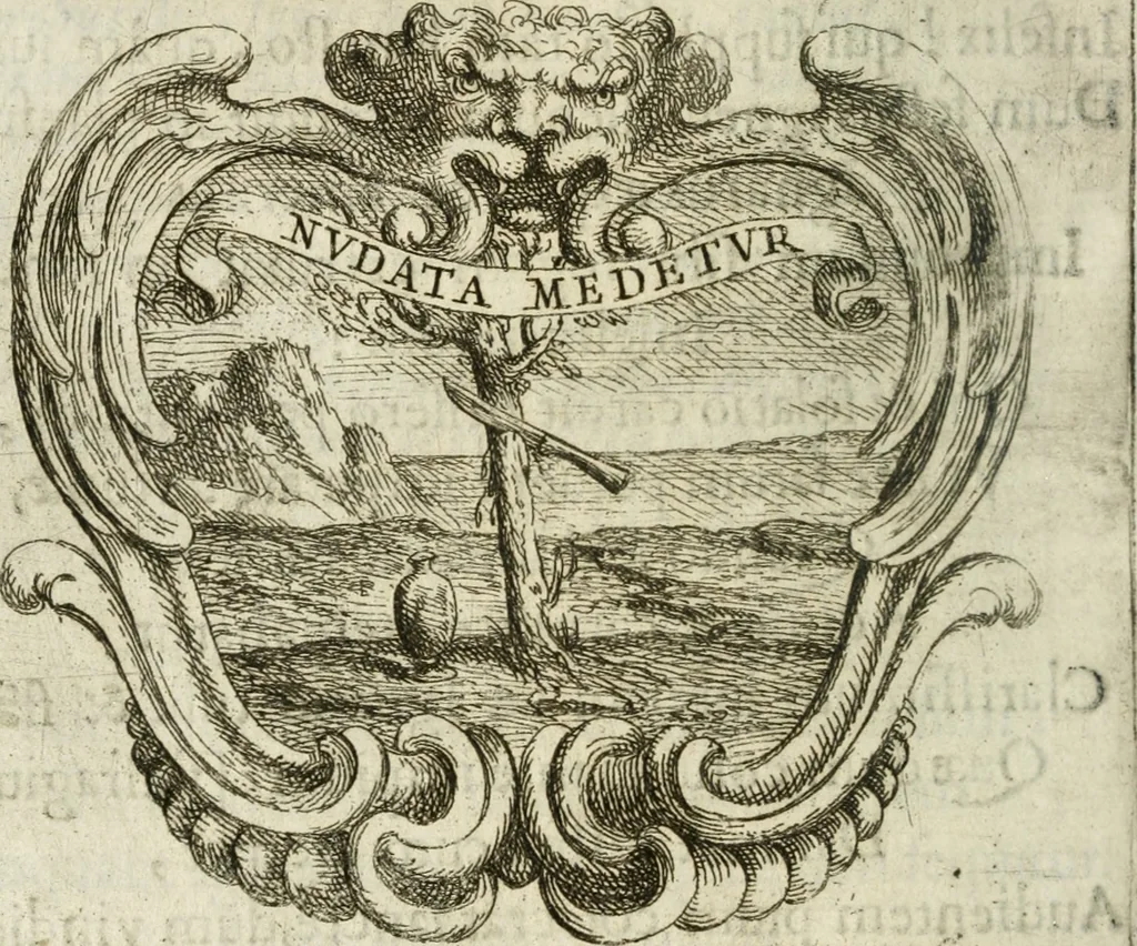 An illustration from Ignatius : insignium, epigrammatum et elogiorum centuriis expressus, 1655, leaf 143