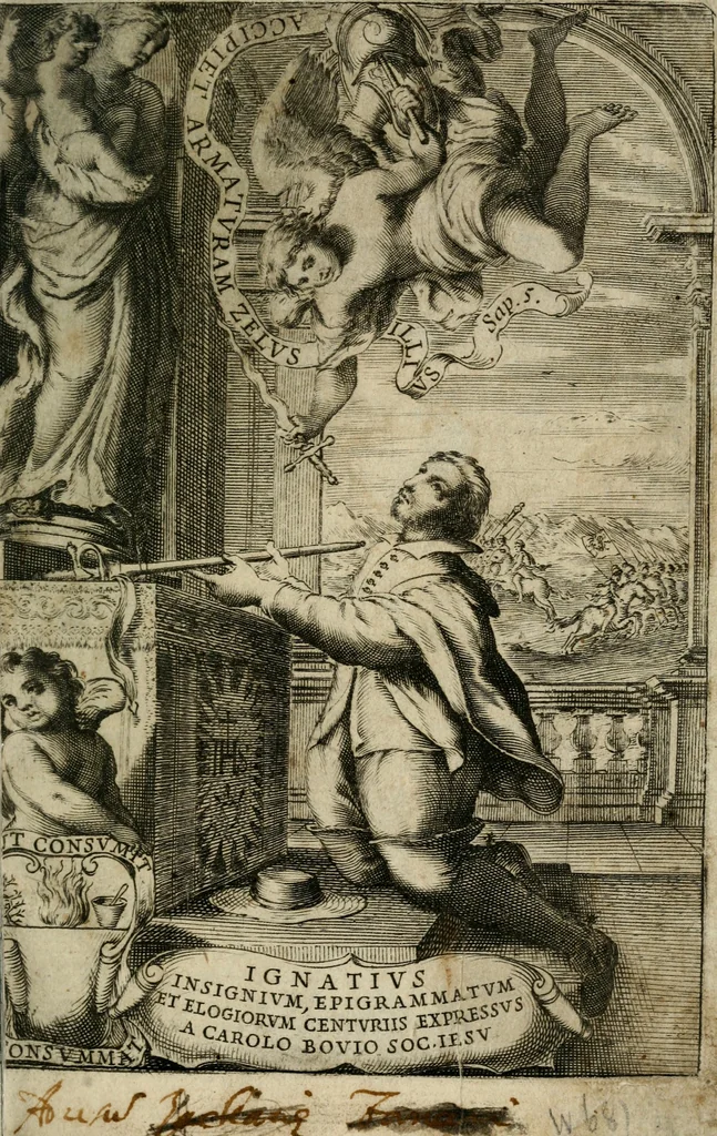 An illustration from Ignatius : insignium, epigrammatum et elogiorum centuriis expressus, 1655, leaf 4