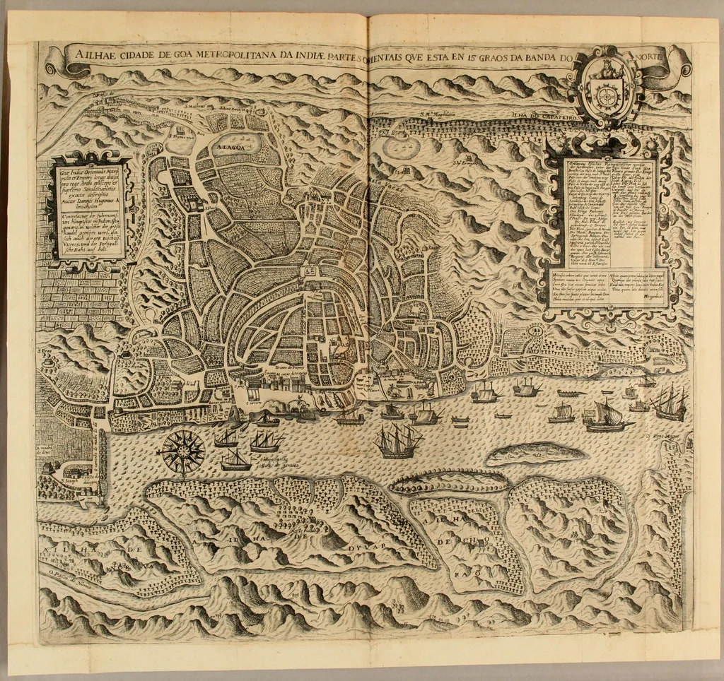 An illustration from II. Pars Indiae Orientalis, in qva Iohan. Hvgonis Lintscotani nauigatio in Orientem, item regna, littora, portus, flumina, apparentiae, habitus moresque Indorum & Lusitanorum pariter in Oriente degentium: praeterea merces, monetae, mensurae, & pondera, quae quibus in locis, quóve compendio prostent, accurate proponuntur., 1599, leaf 95